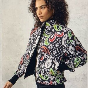 Emily Lovelock jacket quilted bomber women’s sz 10 vibrant Paisley